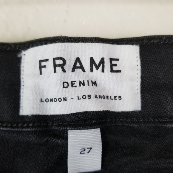 Frame Le High Skinny Coated Noir Black Jeans 27 - Picture 8 of 9